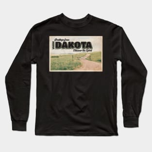 Greetings from North Dakota - Vintage Travel Postcard Design Long Sleeve T-Shirt